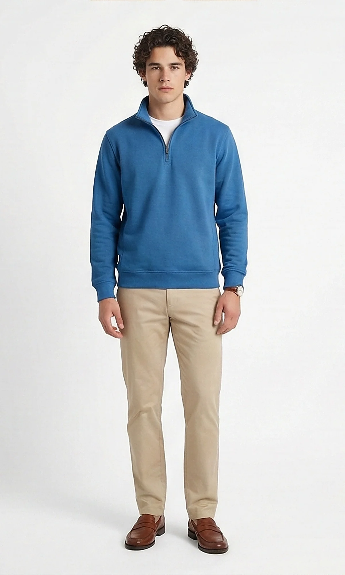 Essential Blue Quarter-Zip Sweatshirt - Image 3