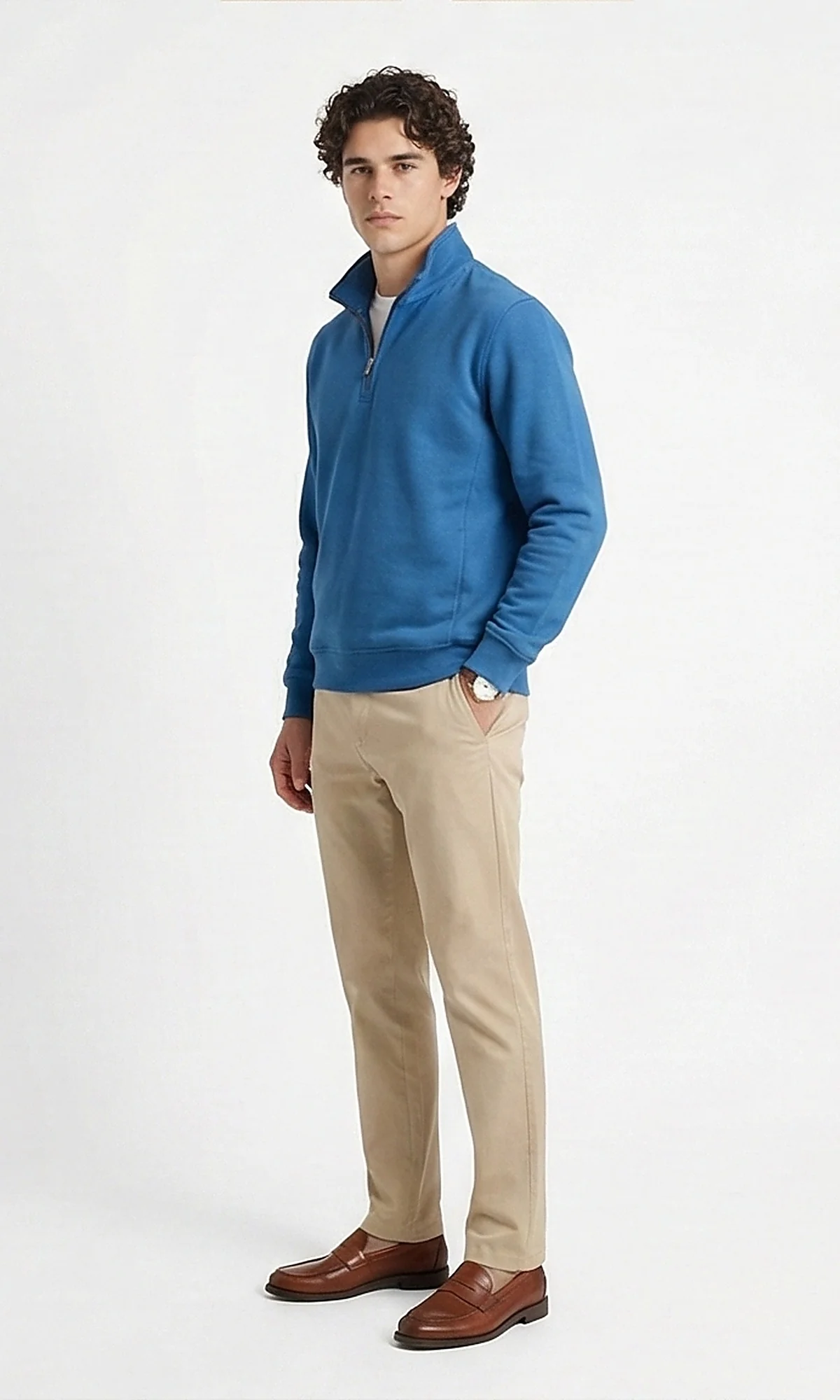 Essential Blue Quarter-Zip Sweatshirt - Image 4