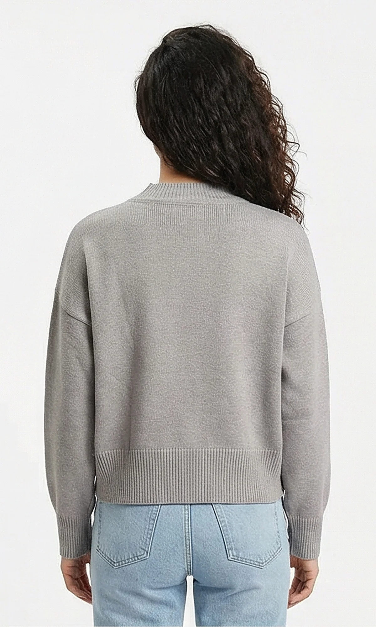 Essential Heather Grey Mock Neck Pullover - Image 2