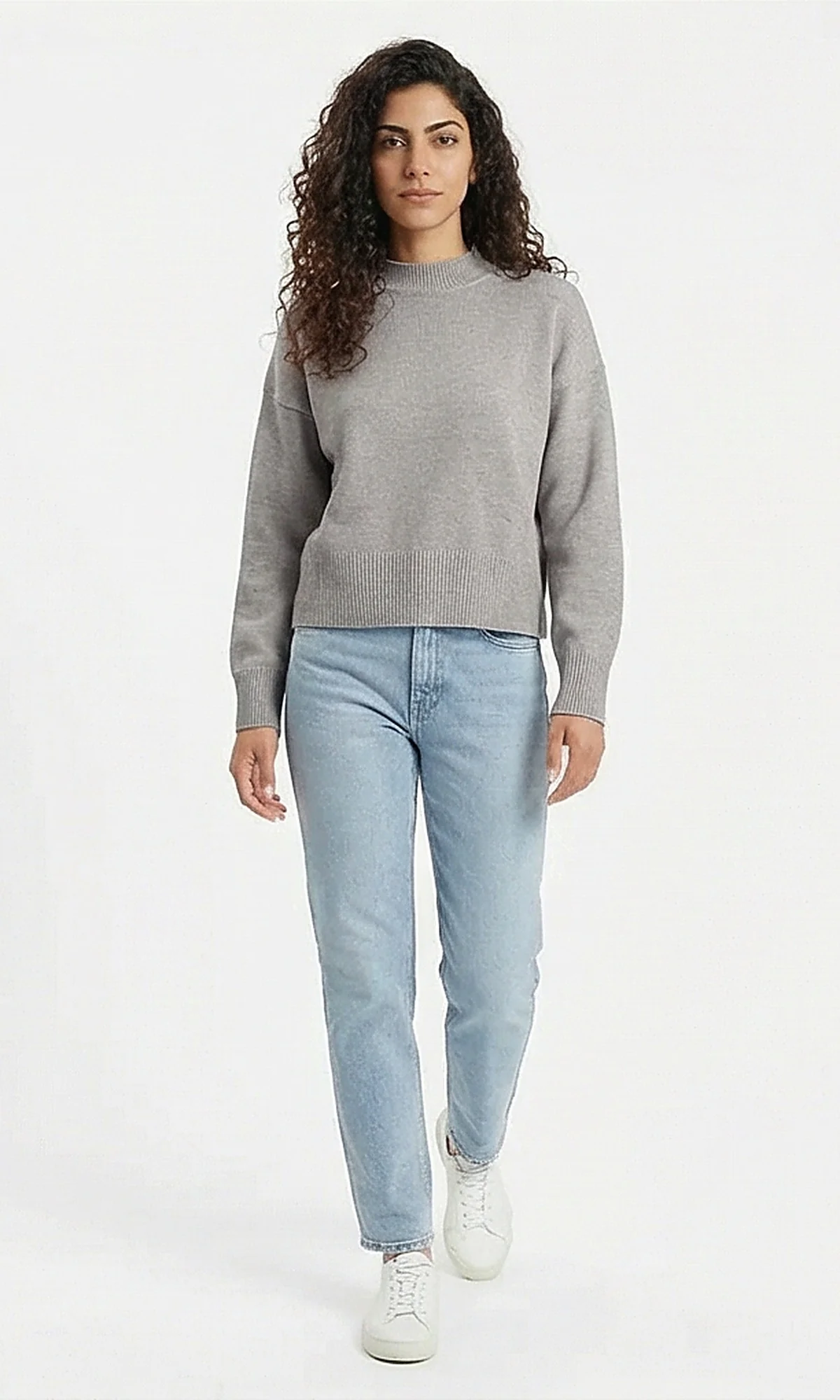Essential Heather Grey Mock Neck Pullover - Image 4