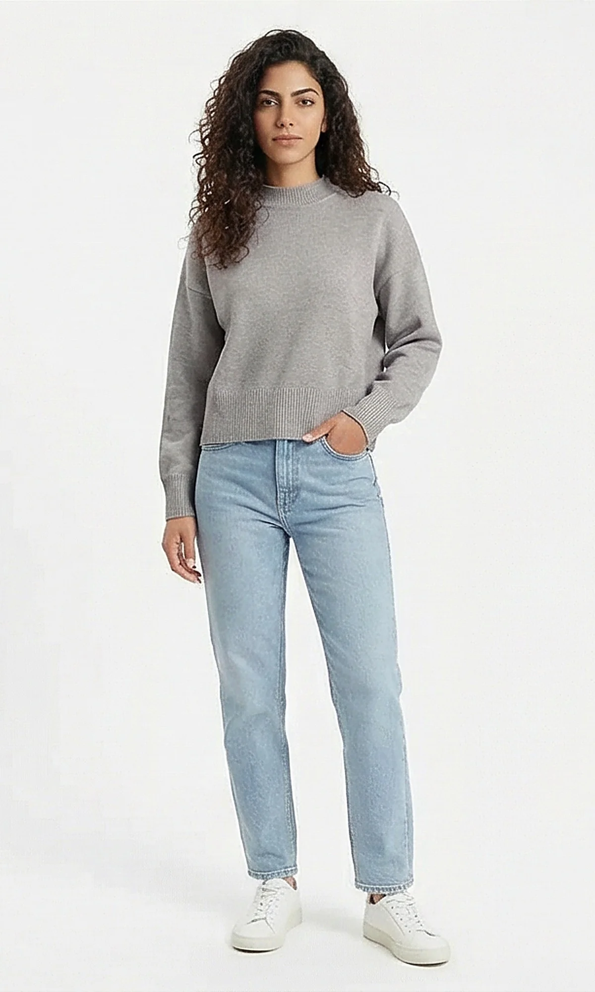 Essential Heather Grey Mock Neck Pullover - Image 5