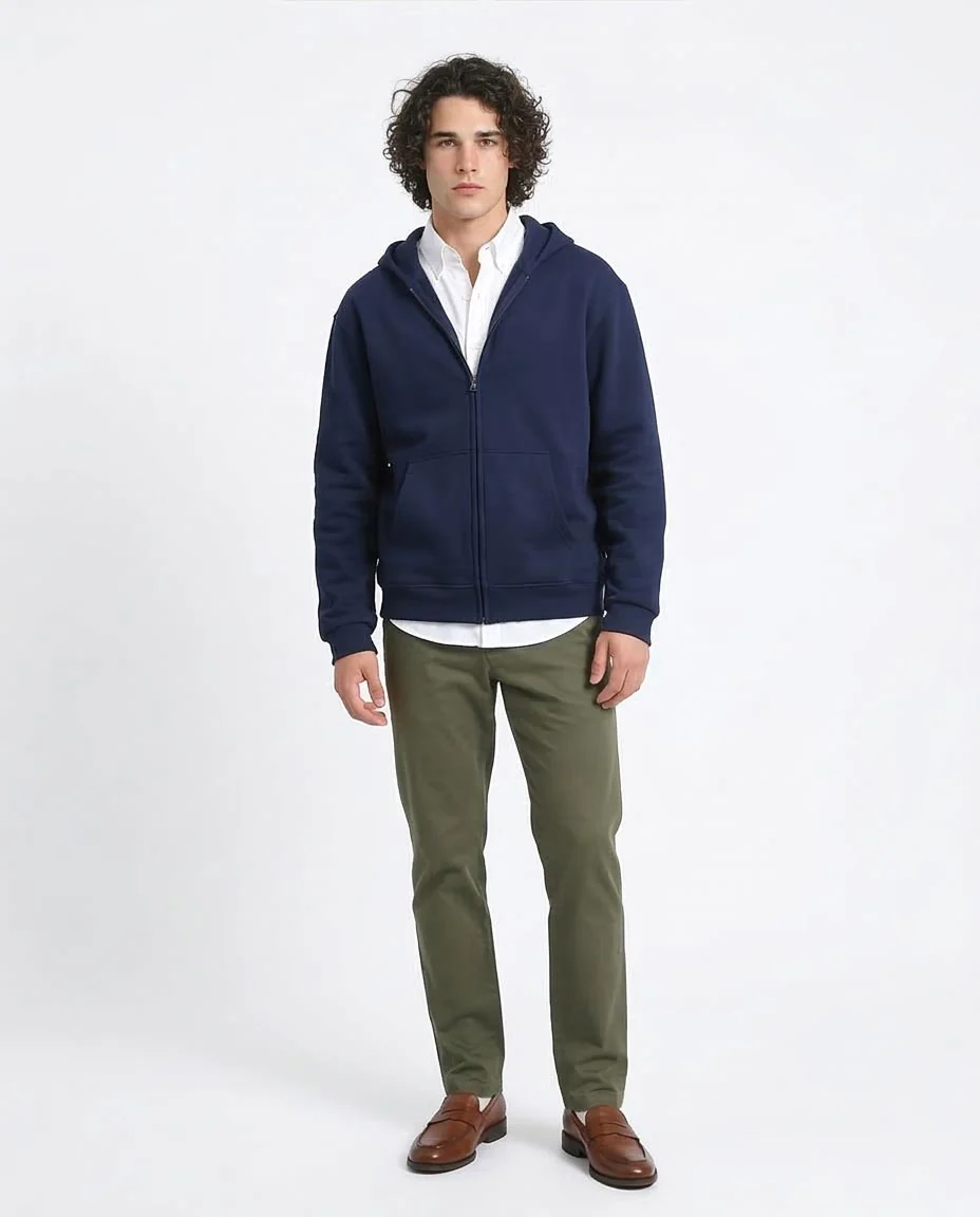 Ravin Essential Heavyweight Zip-Up Hoodie – Navy Blue - R214038 - Image 3