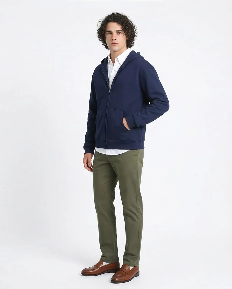 Ravin Essential Heavyweight Zip-Up Hoodie – Navy Blue - R214038 - Image 5