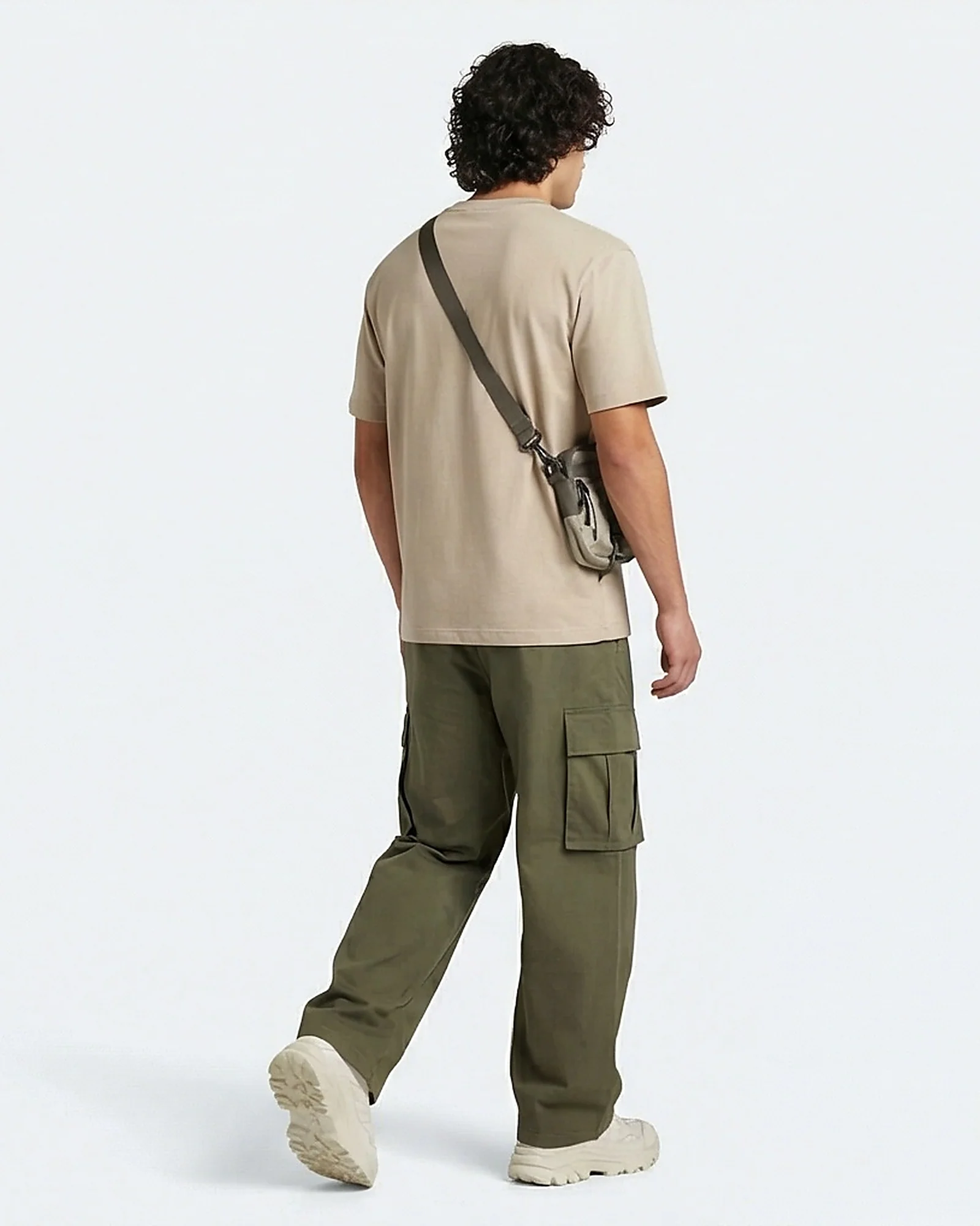 Essential Relaxed Fit Crew Neck T-Shirt in Sand - Image 4