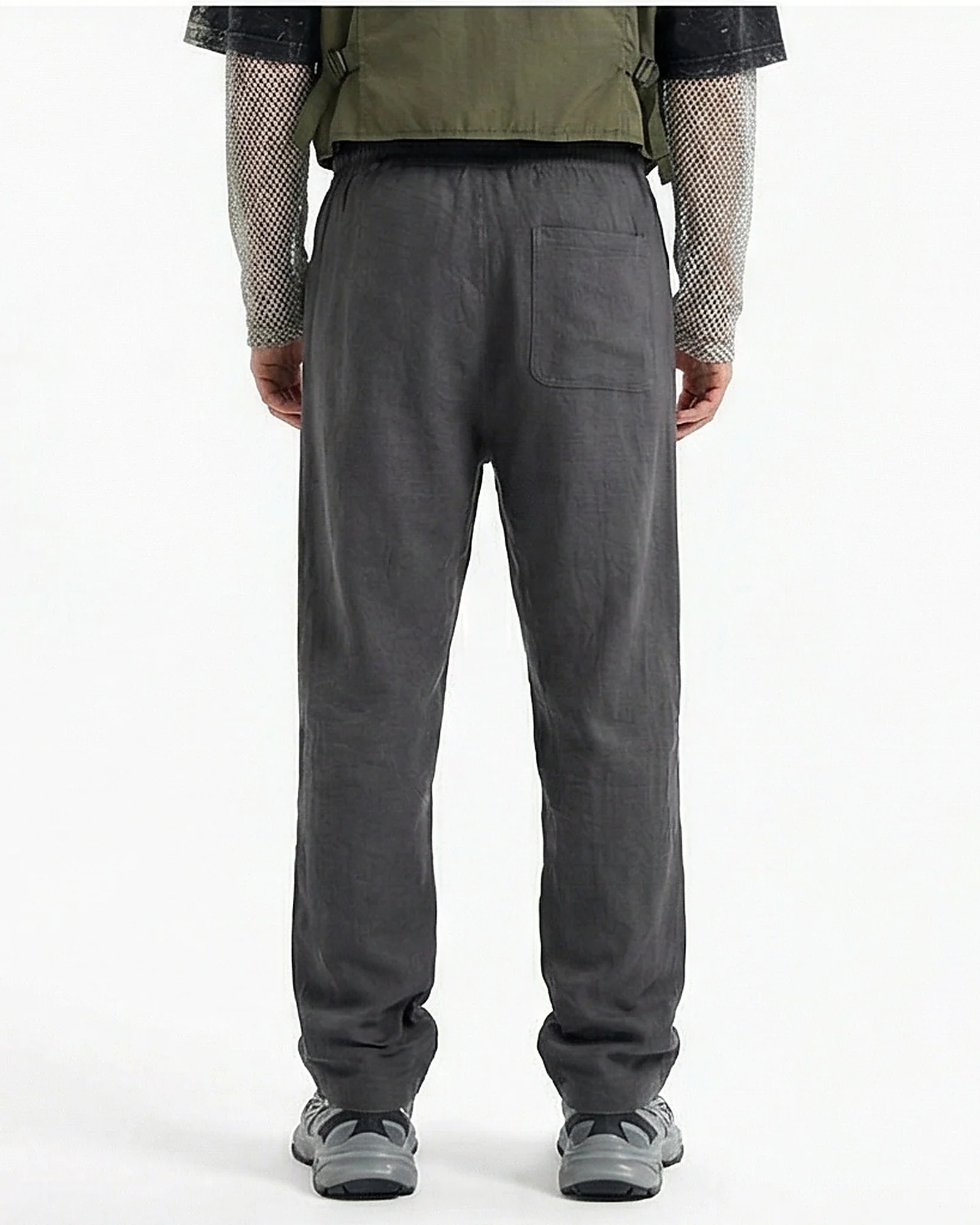 Essential Relaxed Fit Drawstring Trousers in Charcoal - Image 2