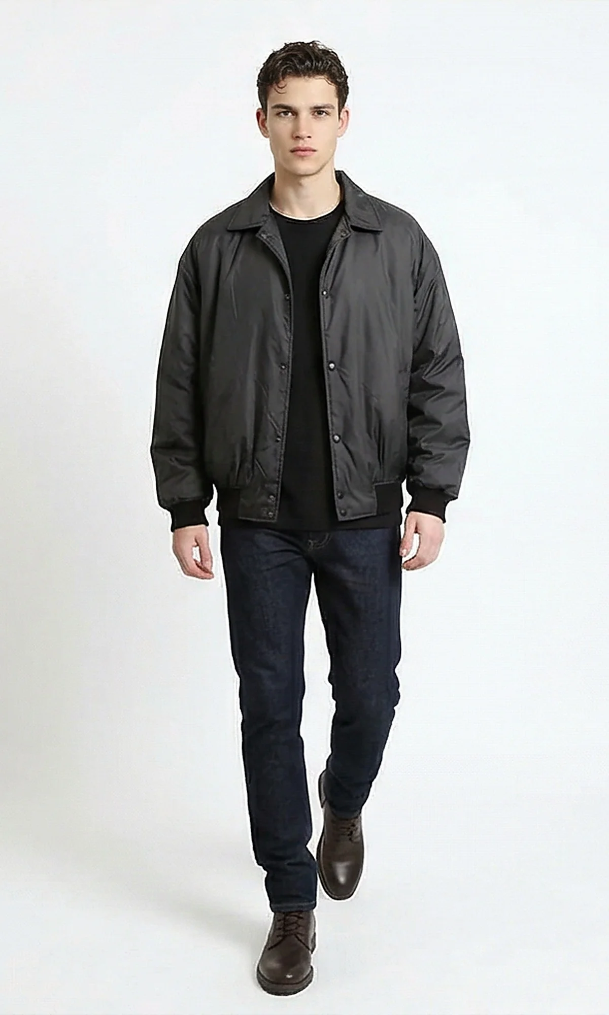 Essential Versatile Black Snap-Button Bomber Jacket - Image 4