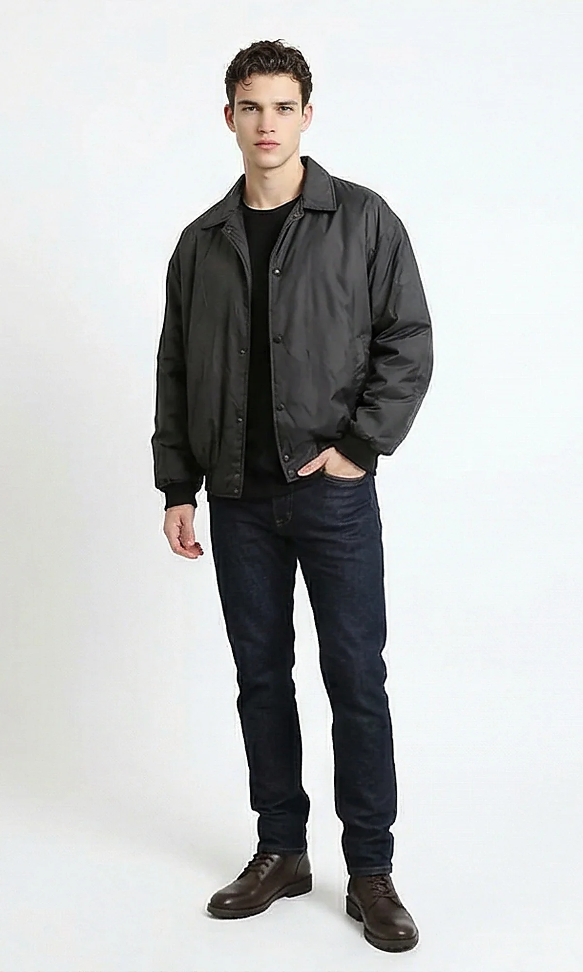 Essential Versatile Black Snap-Button Bomber Jacket - Image 5