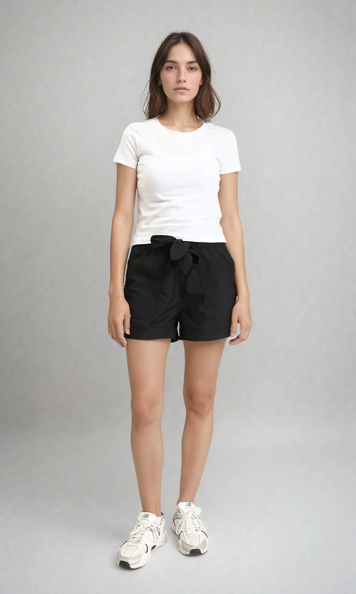 R209924 - Fashionable Shorts with Decorative Belt - Black - Image 4