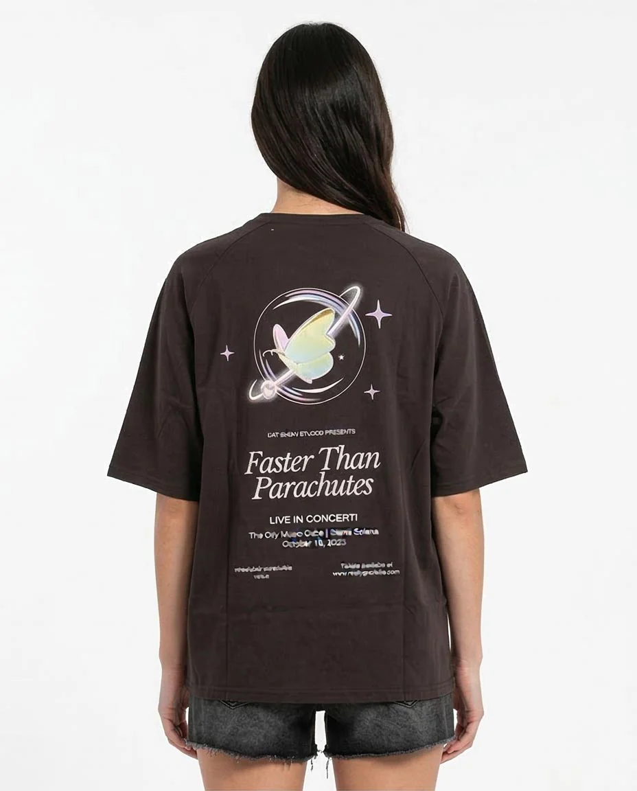 RAVIN | "Faster Than Parachutes" Oversized Concert Tee - Black - R205516 - Image 2