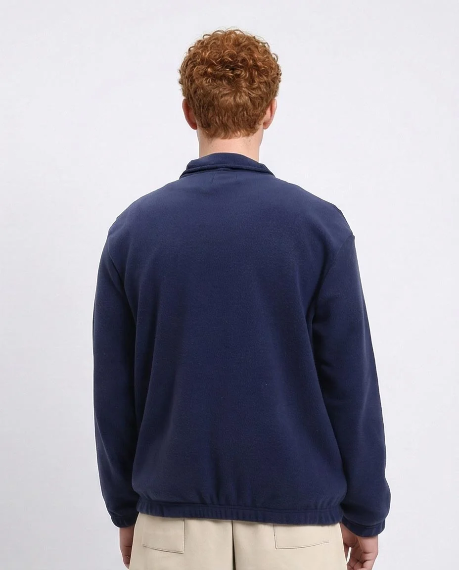 Fleece Quarter-Zip Sweatshirt with Front Pocket - Navy Blue - R213300 - Image 2