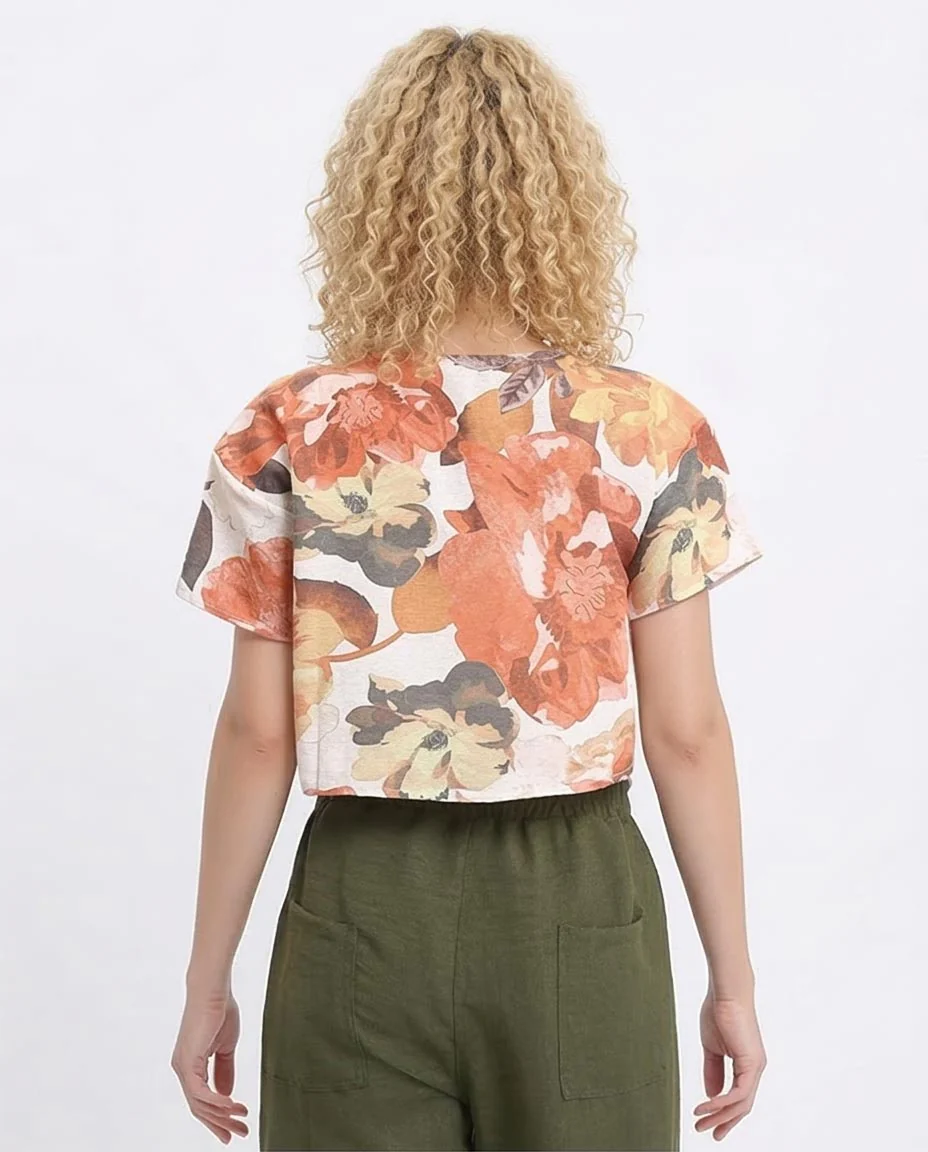 Ravin Floral Print Boxy Crop Top – Autumn Bloom - R208492 - Image 2