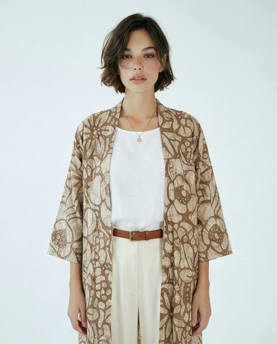Floral Print Open-Front Long Cardigan - Image 4
