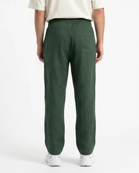 Forest Green Relaxed Fit Linen-Blend Trousers - R216742 - Image 2