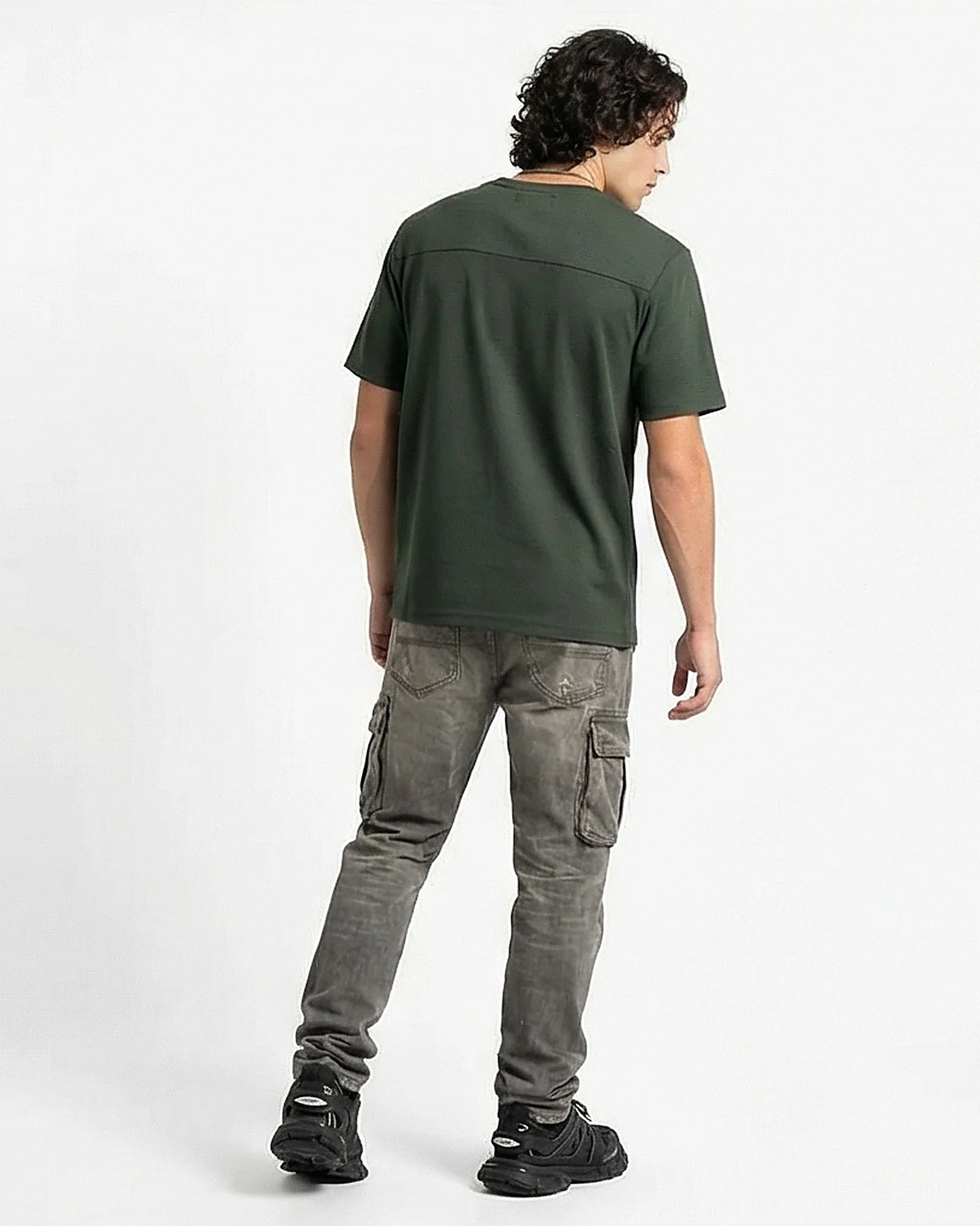 Forest Green Textured Crew Neck Tee - R216805 - Image 4