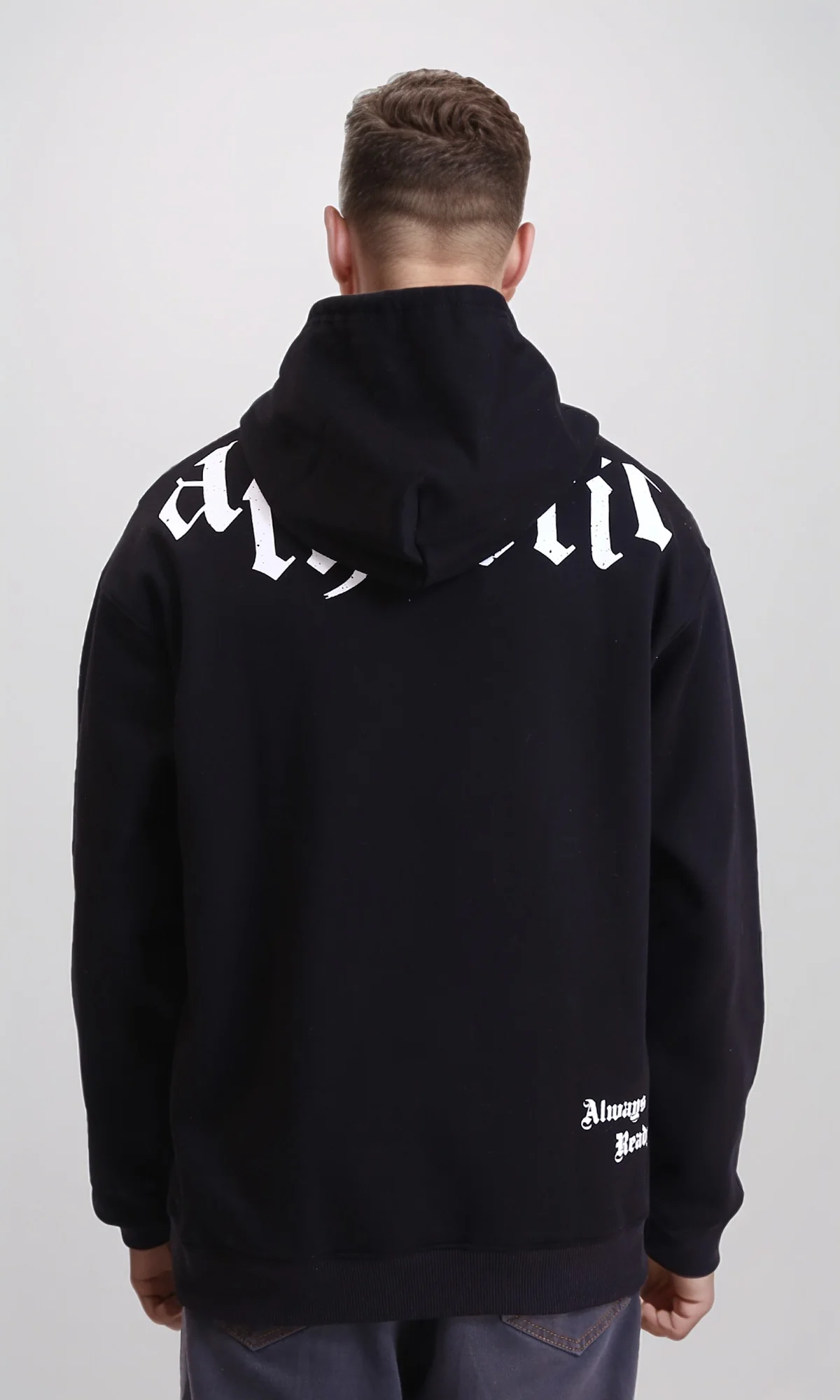 R212180 - Front & Back Print Regular Fit Hoodie - Black - Image 2