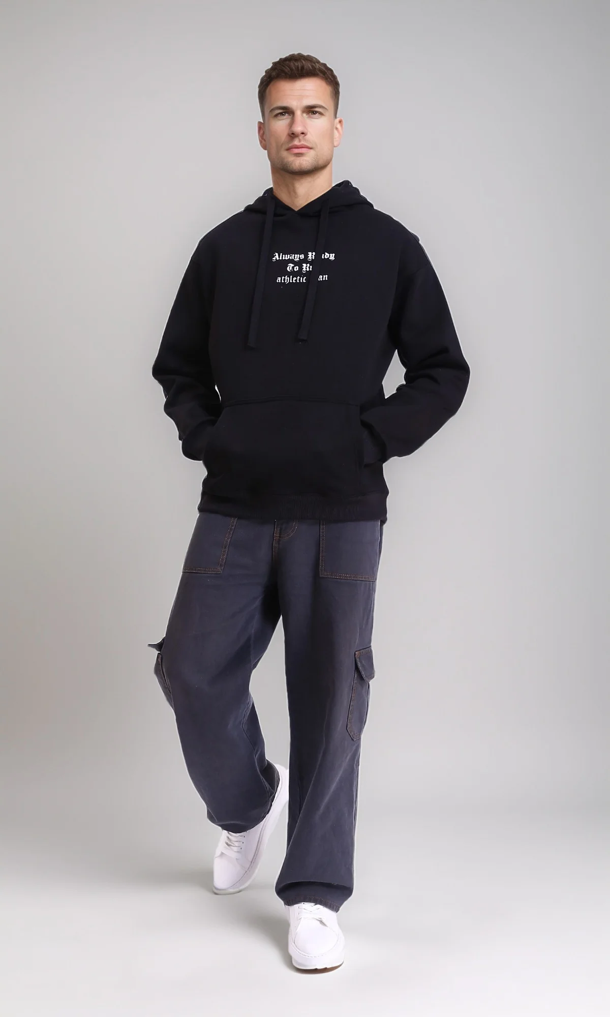 R212180 - Front & Back Print Regular Fit Hoodie - Black - Image 4