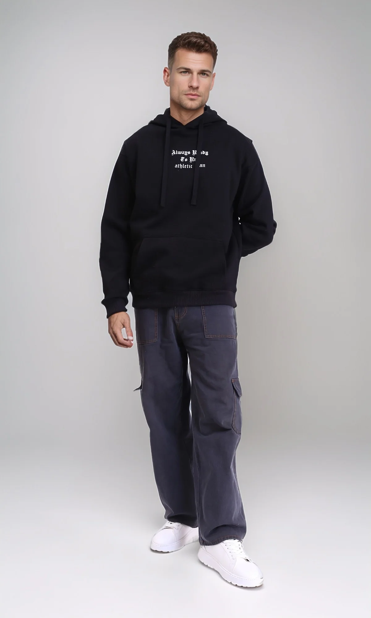R212180 - Front & Back Print Regular Fit Hoodie - Black - Image 5