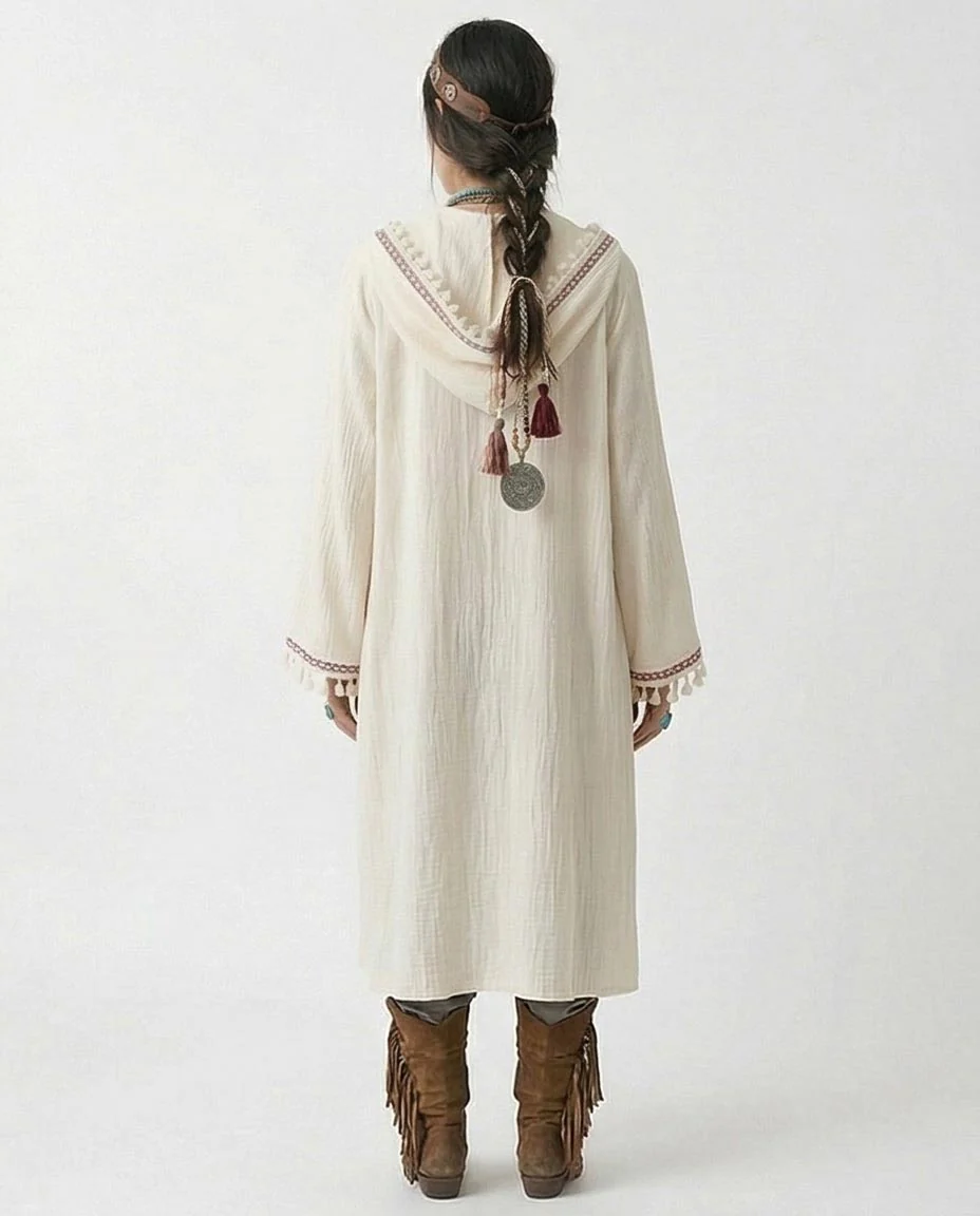 Ravin Gaia Max Boho Embellished Gauze Hooded Duster  - R217017 - Image 2