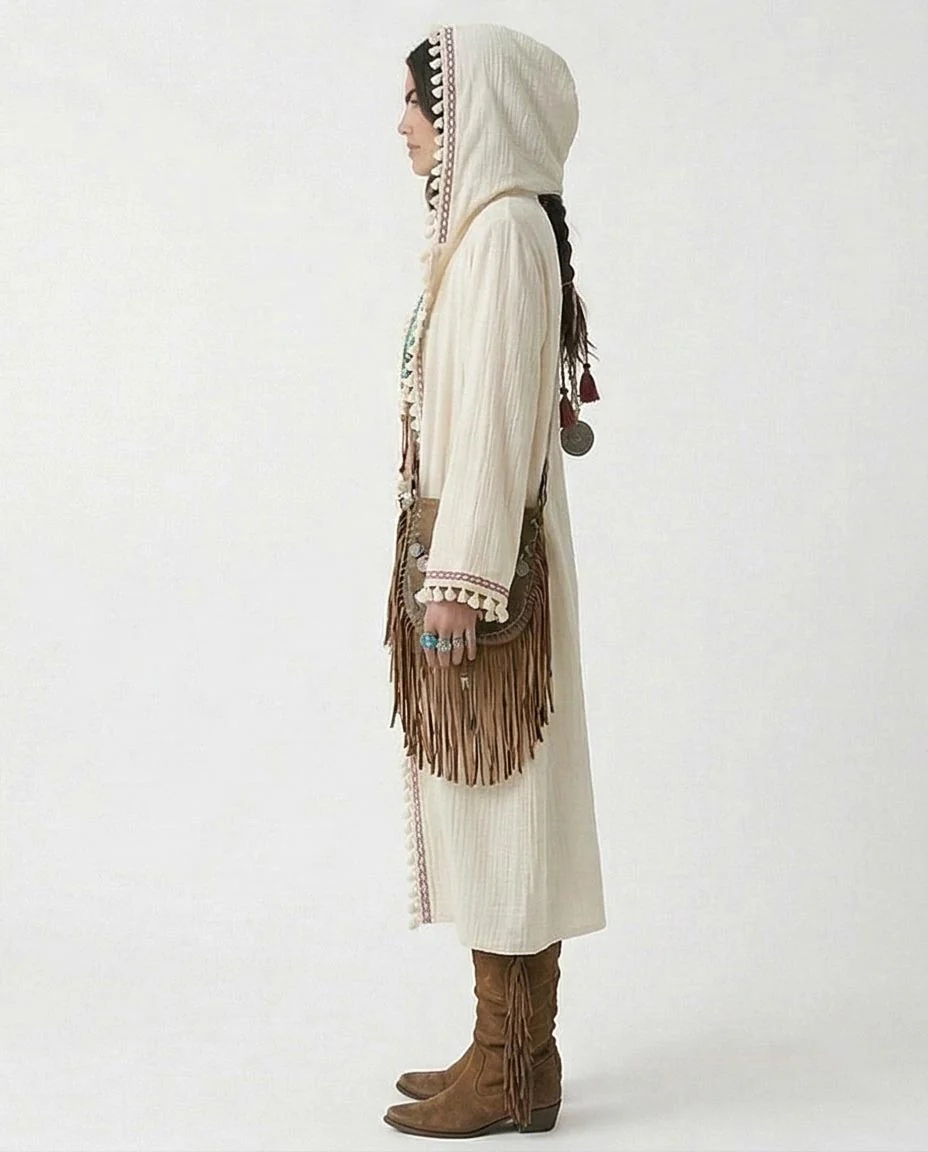 Ravin Gaia Max Boho Embellished Gauze Hooded Duster  - R217017 - Image 3