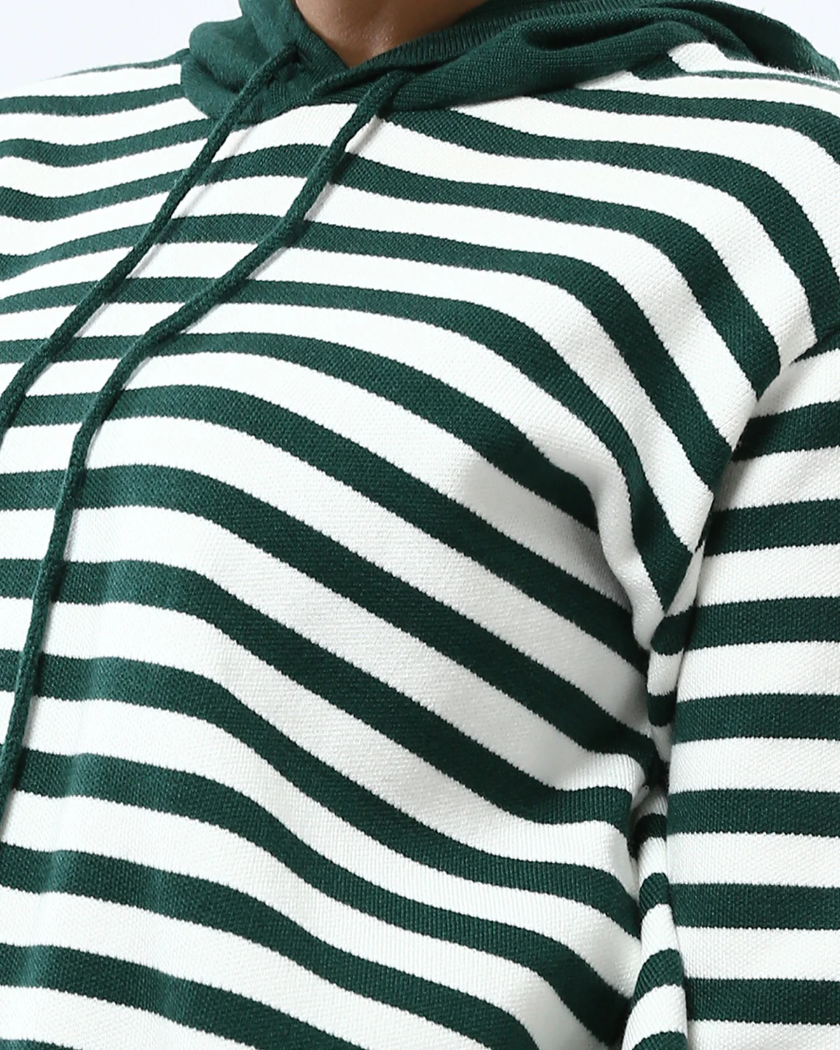 Green and White Striped Hooded Knit Pullover - O200384 - Image 4
