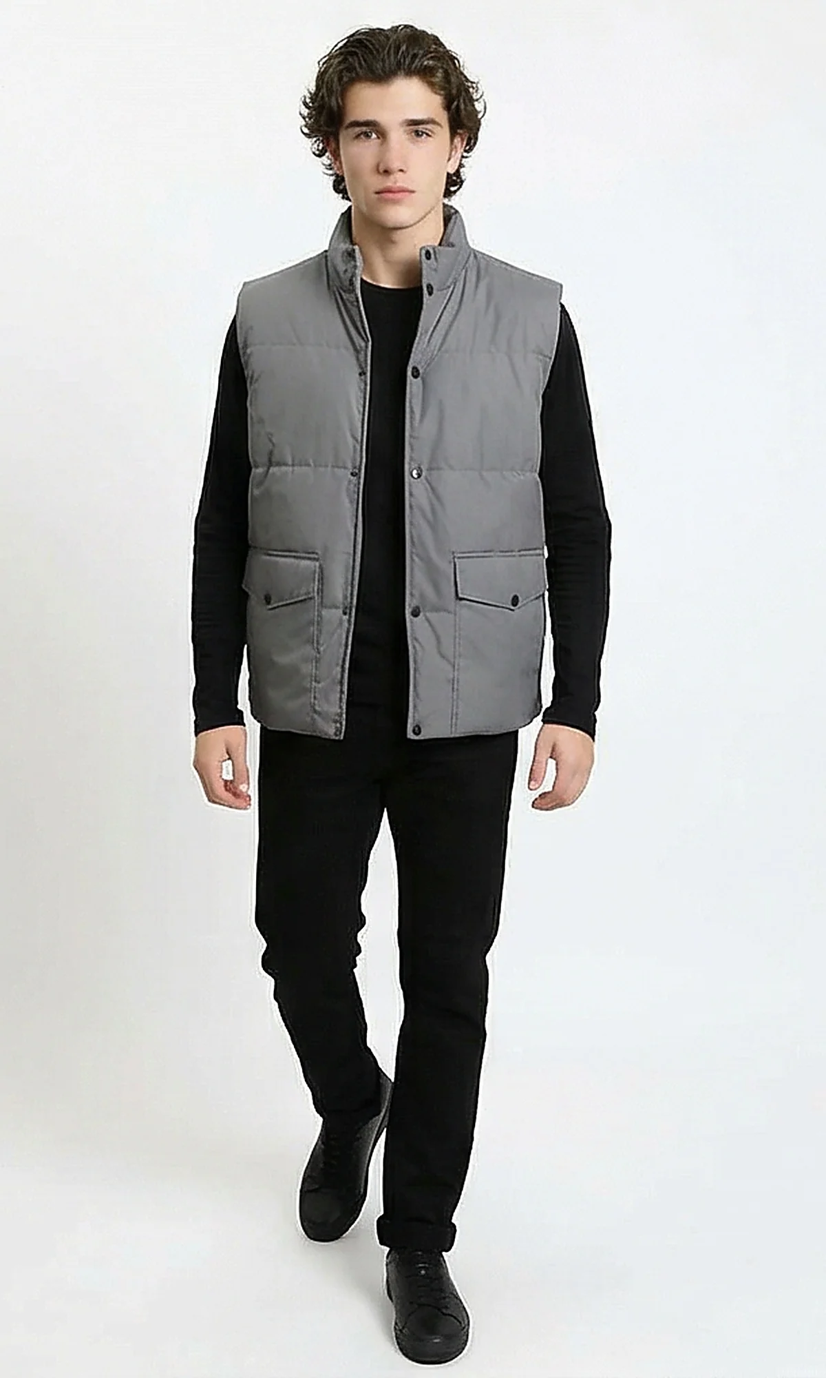 Essential Grey Quilted Puffer Vest -R213128 - Image 3