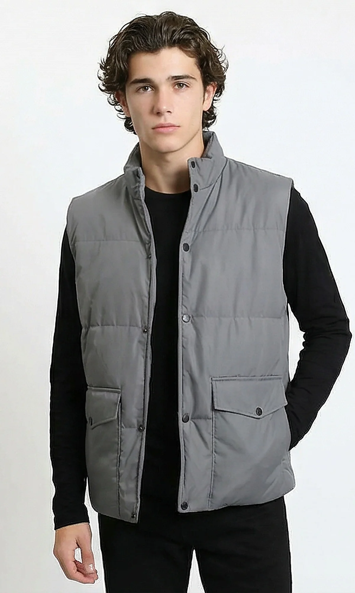 Essential Grey Quilted Puffer Vest -R213128 - Image 4