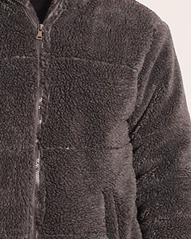 Grey Sherpa Fleece Quilted Zip-Up Jacket - O199927 - Image 4