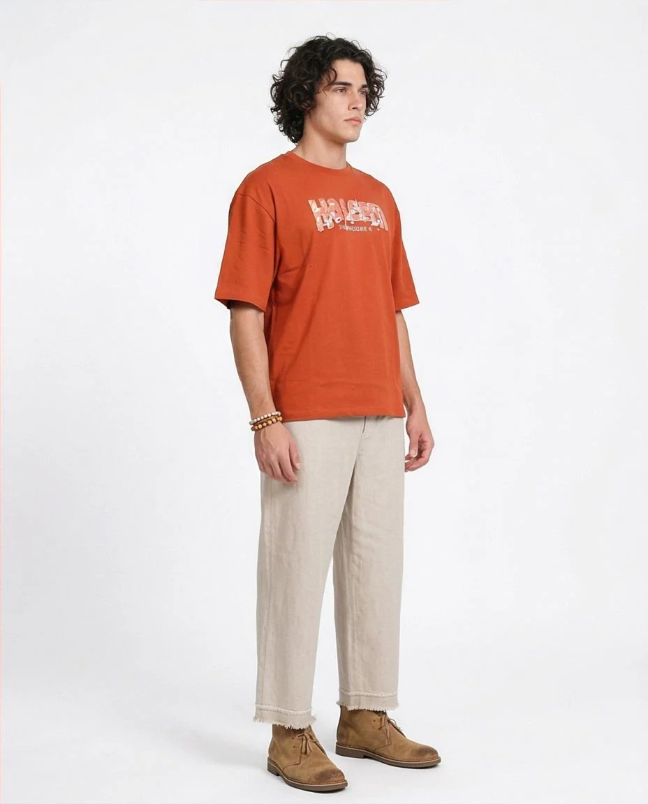 Ravin | Haleem Graphic Oversized T-Shirt in Terracotta - R207067 - Image 4