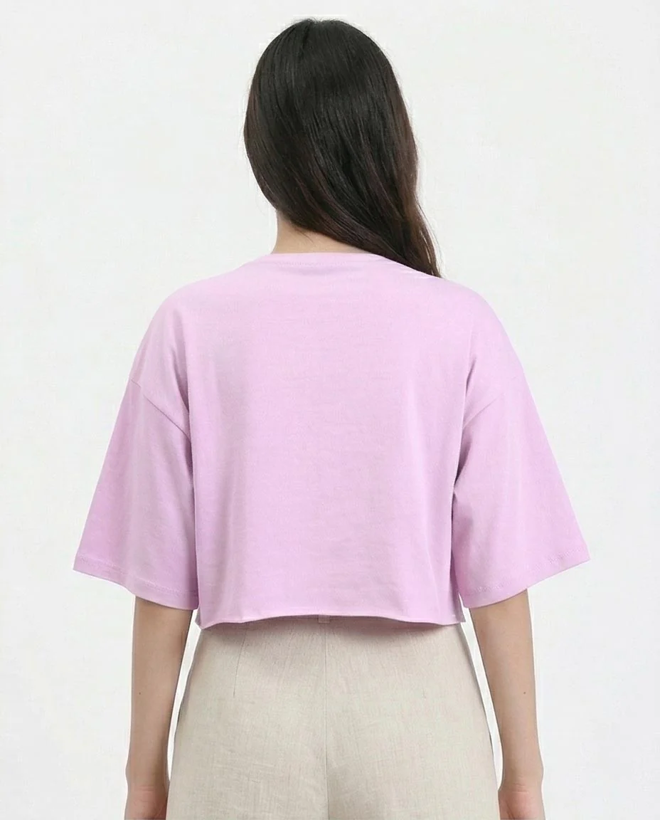Ravin Havana Pop-Art Graphic Boxy Crop Top - Light Purple - R210323 - Image 2
