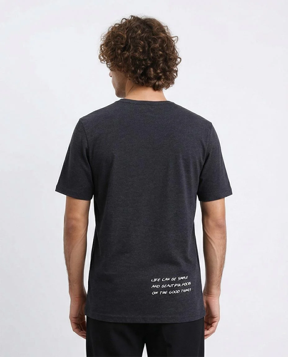 Ravin Heather Charcoal Graphic T-Shirt - "Beautiful Life" Edition- R208581 - Image 2