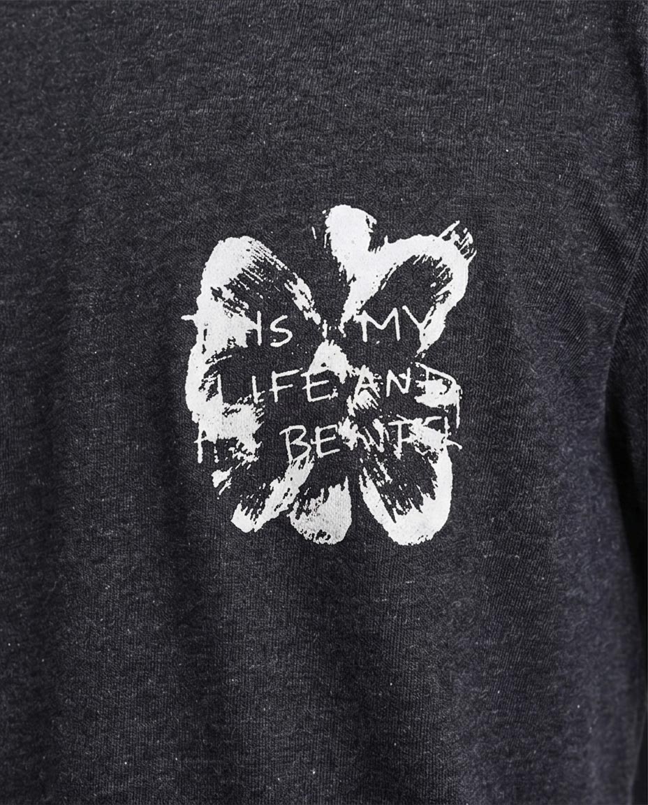 Ravin Heather Charcoal Graphic T-Shirt - "Beautiful Life" Edition- R208581 - Image 3