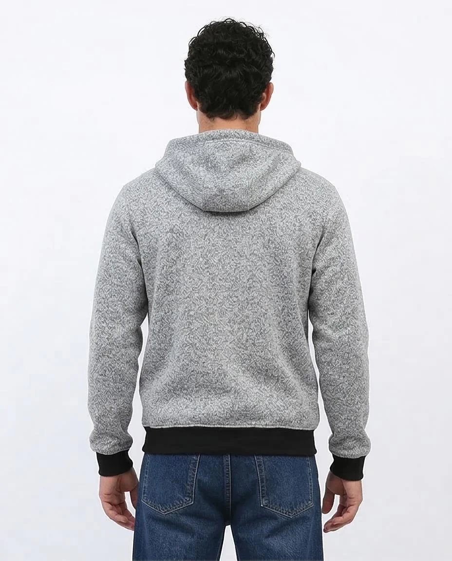 Heather Grey Contrast Trim Full-Zip Hoodie - O201226 - Image 2