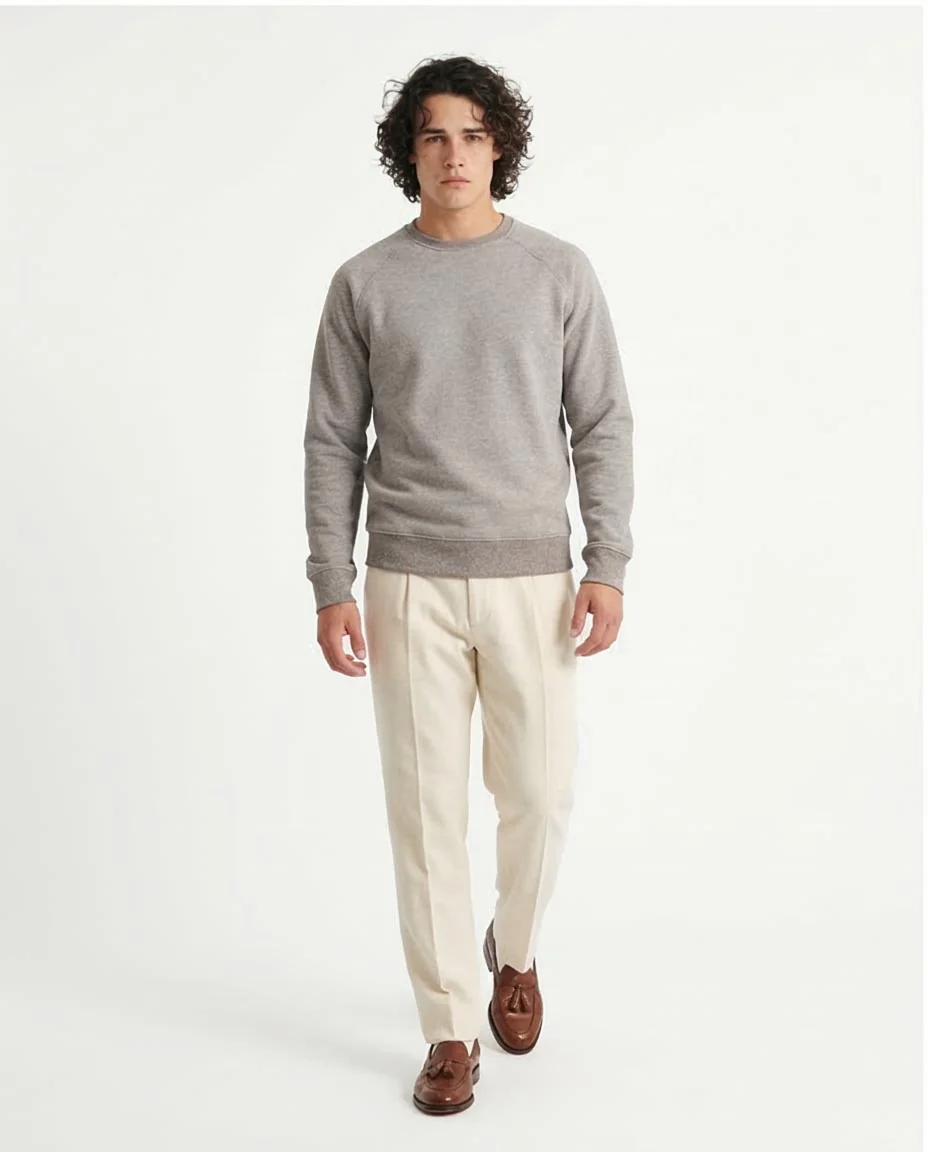 Heather Grey Raglan Sleeve Crewneck Sweatshirt - R206842 - Image 3