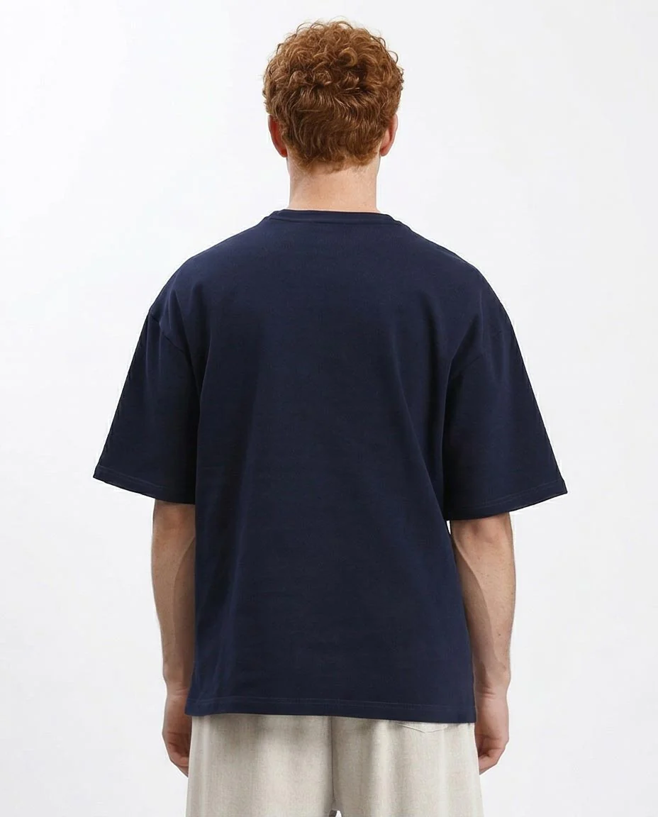 Ravin Heavyweight Oversized Crew Neck T-Shirt – Navy - R206498 - Image 2