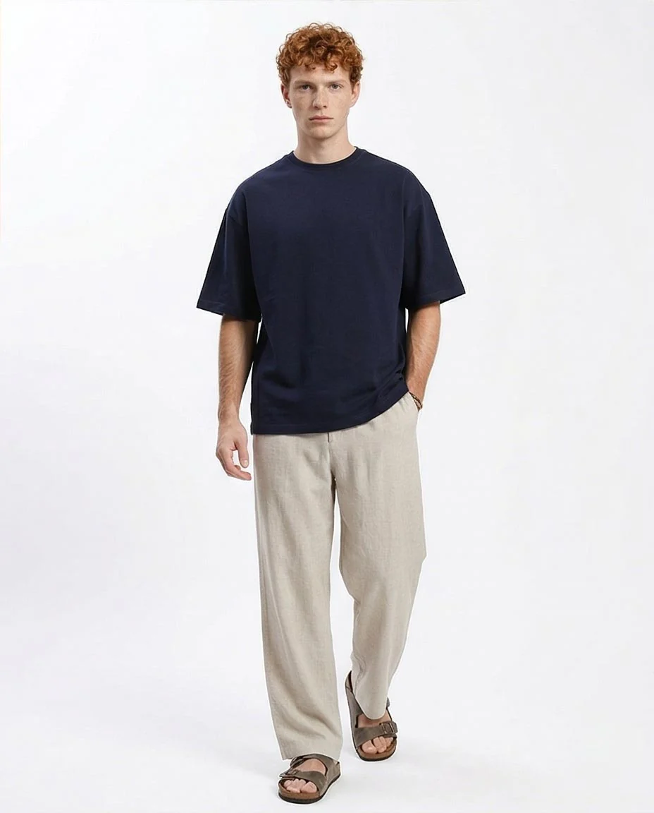 Ravin Heavyweight Oversized Crew Neck T-Shirt – Navy - R206498 - Image 4