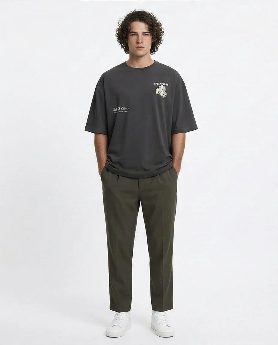 Ravin "High Stakes" Heavyweight Oversized Graphic T-Shirt – Charcoal - R216398 - Image 3