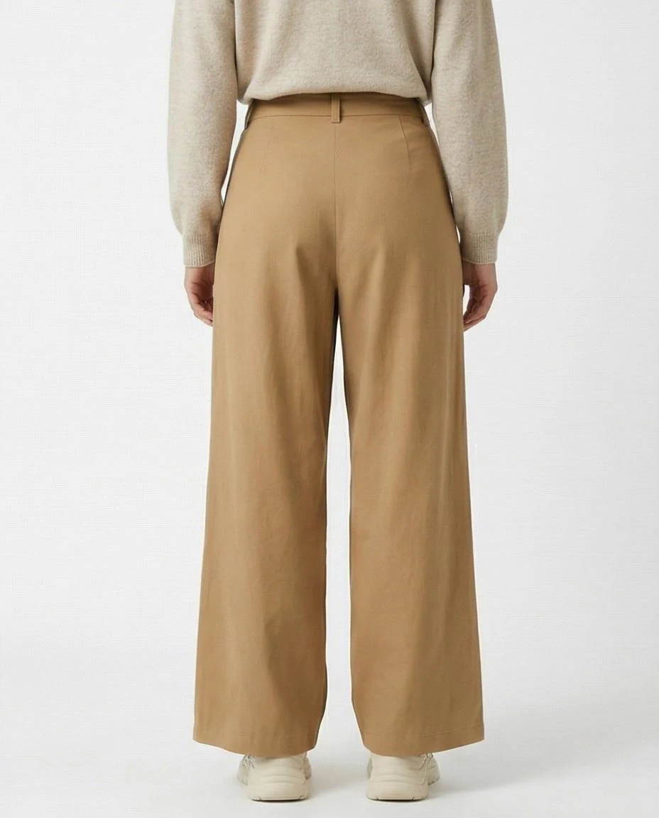 Ravin High-Waisted Double Pleat Wide-Leg Trousers – Camel - R216642 - Image 2