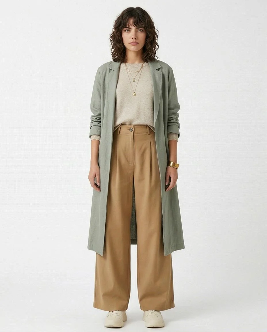 Ravin High-Waisted Double Pleat Wide-Leg Trousers – Camel - R216642 - Image 3