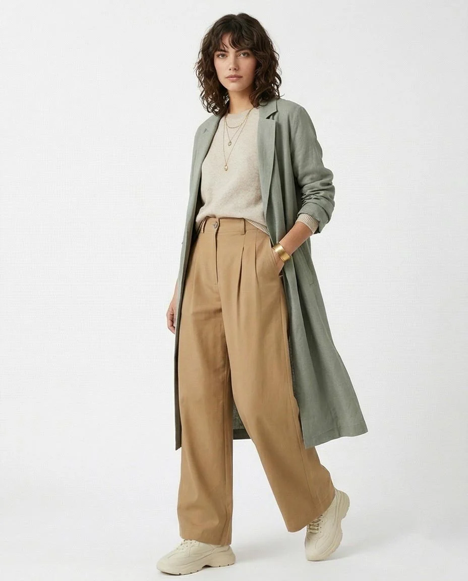Ravin High-Waisted Double Pleat Wide-Leg Trousers – Camel - R216642 - Image 4