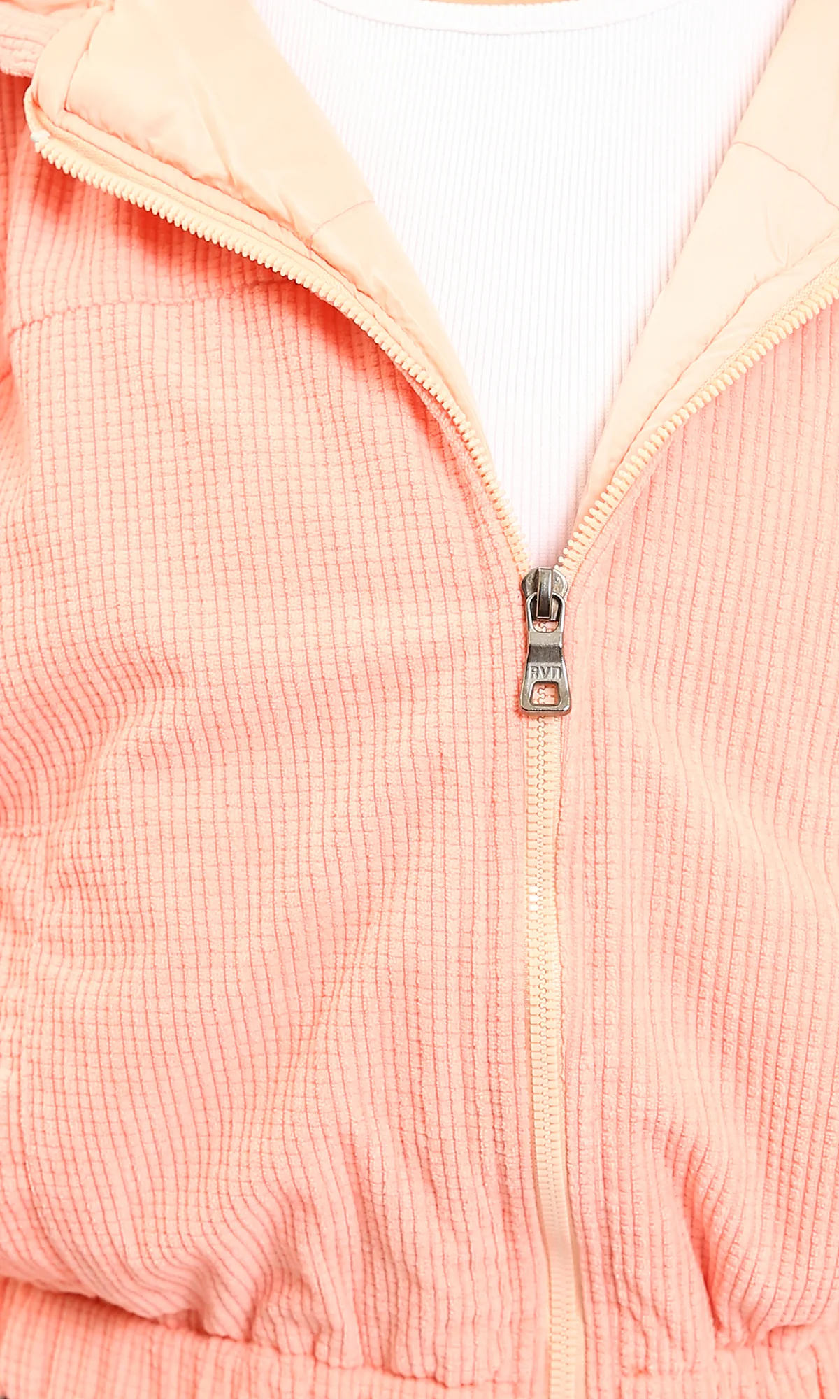 R212784 - Hooded Neck with Drawstring Jacket - Salmon - Image 3