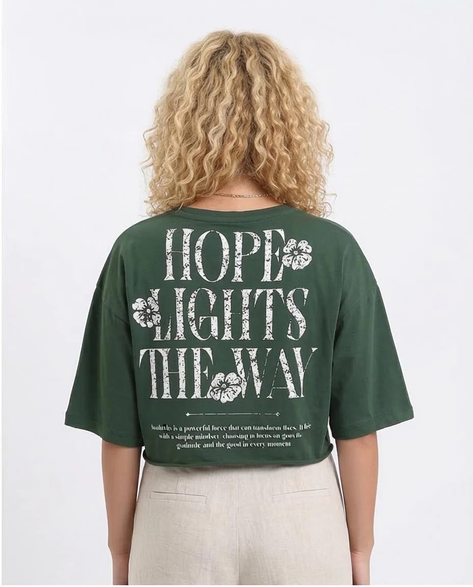 Ravin "Hope Lights The Way" Cropped Graphic Tee – Forest Green - R209145 - Image 2