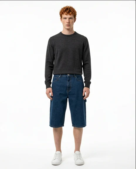 Indigo Loose Fit Carpenter Denim Shorts - R216915 - Image 3