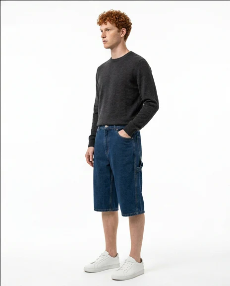 Indigo Loose Fit Carpenter Denim Shorts - R216915 - Image 4