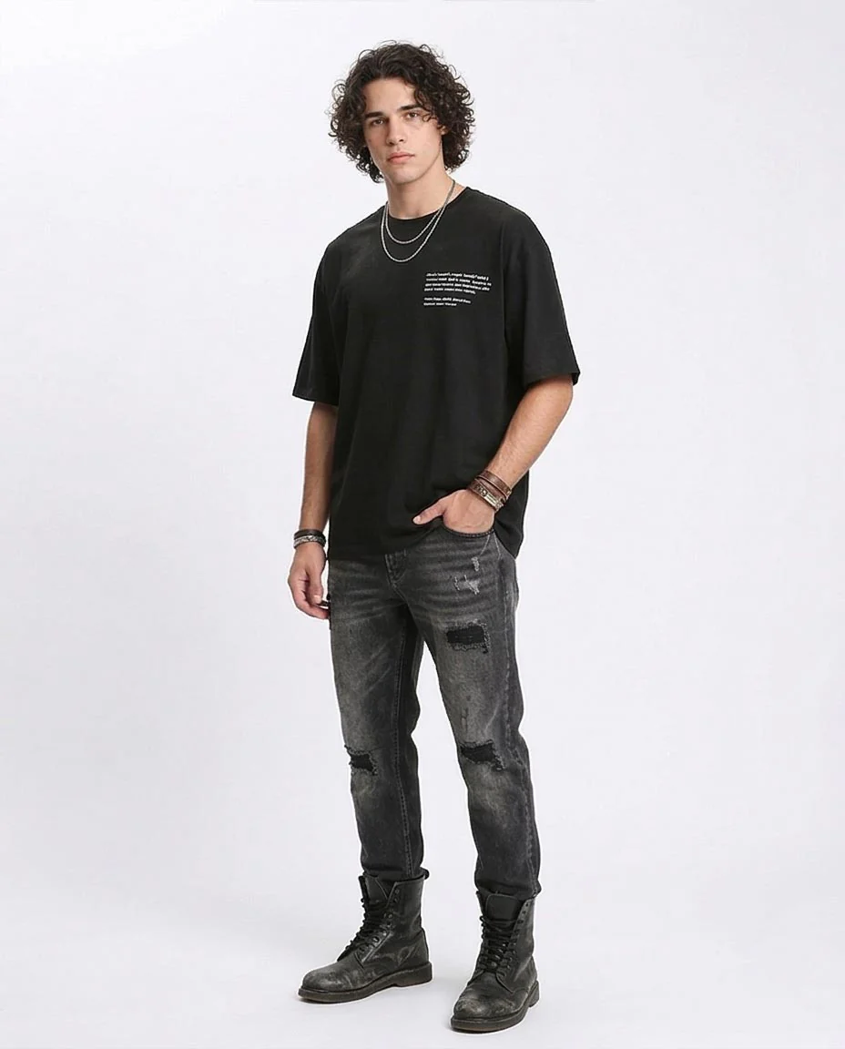 Ravin "INK YOU" Oversized Graphic Tee - Black - R209417 - Image 5