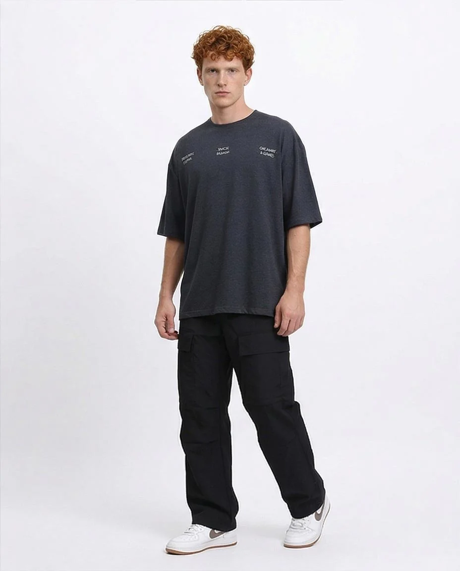 Ravin Japan Spark Oversized Heavyweight Graphic T-Shirt - Charcoal Grey - R207693 - Image 4