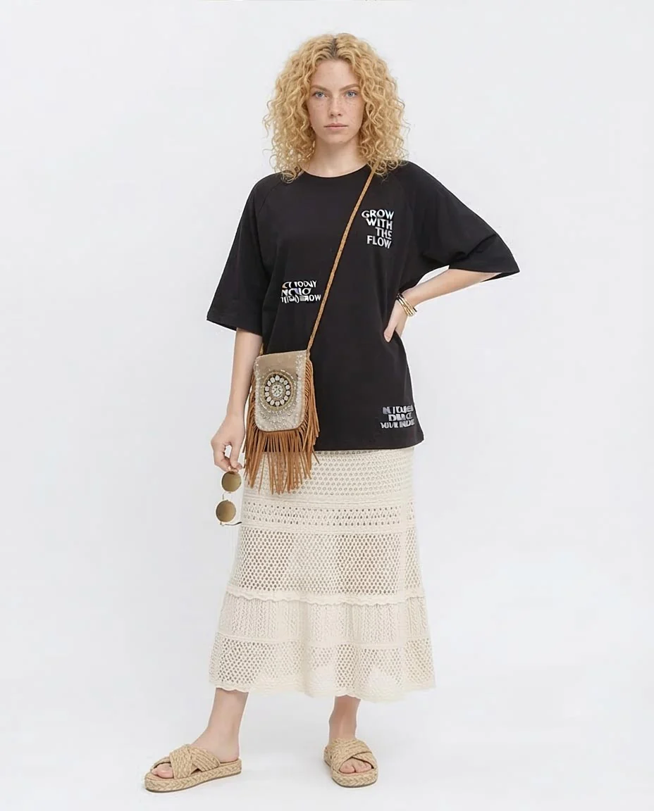Ravin "Just & Breathe" Oversized Raglan Graphic T-Shirt - Black - R208521 - Image 5