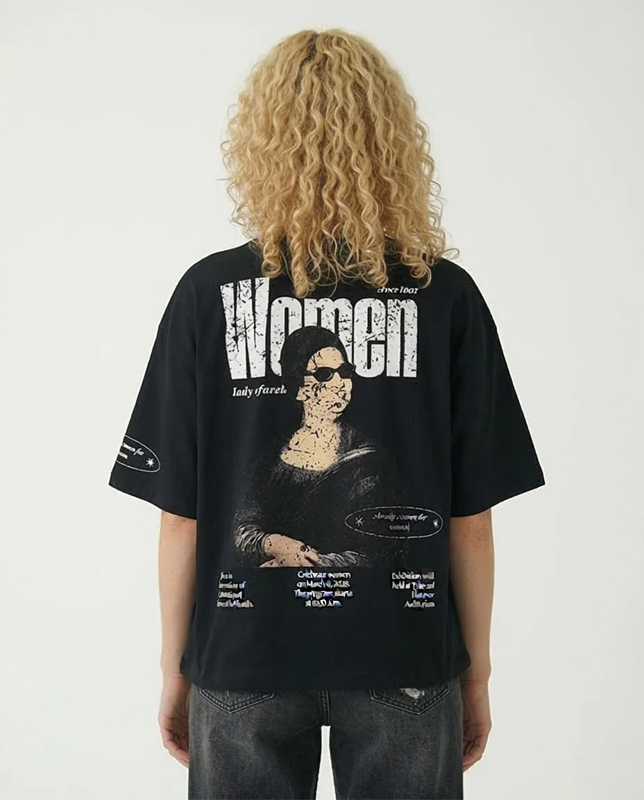 Ravin "Kawkab al-Sharq" Oversized Graphic T-Shirt - Umm Kulthum Edition - Black - R209134 - Image 2