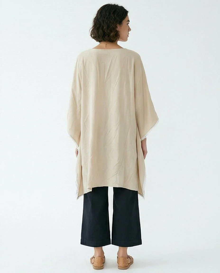 Ravin Lace-Trimmed Handkerchief Hem Kaftan Tunic in Beige - R217016 - Image 2