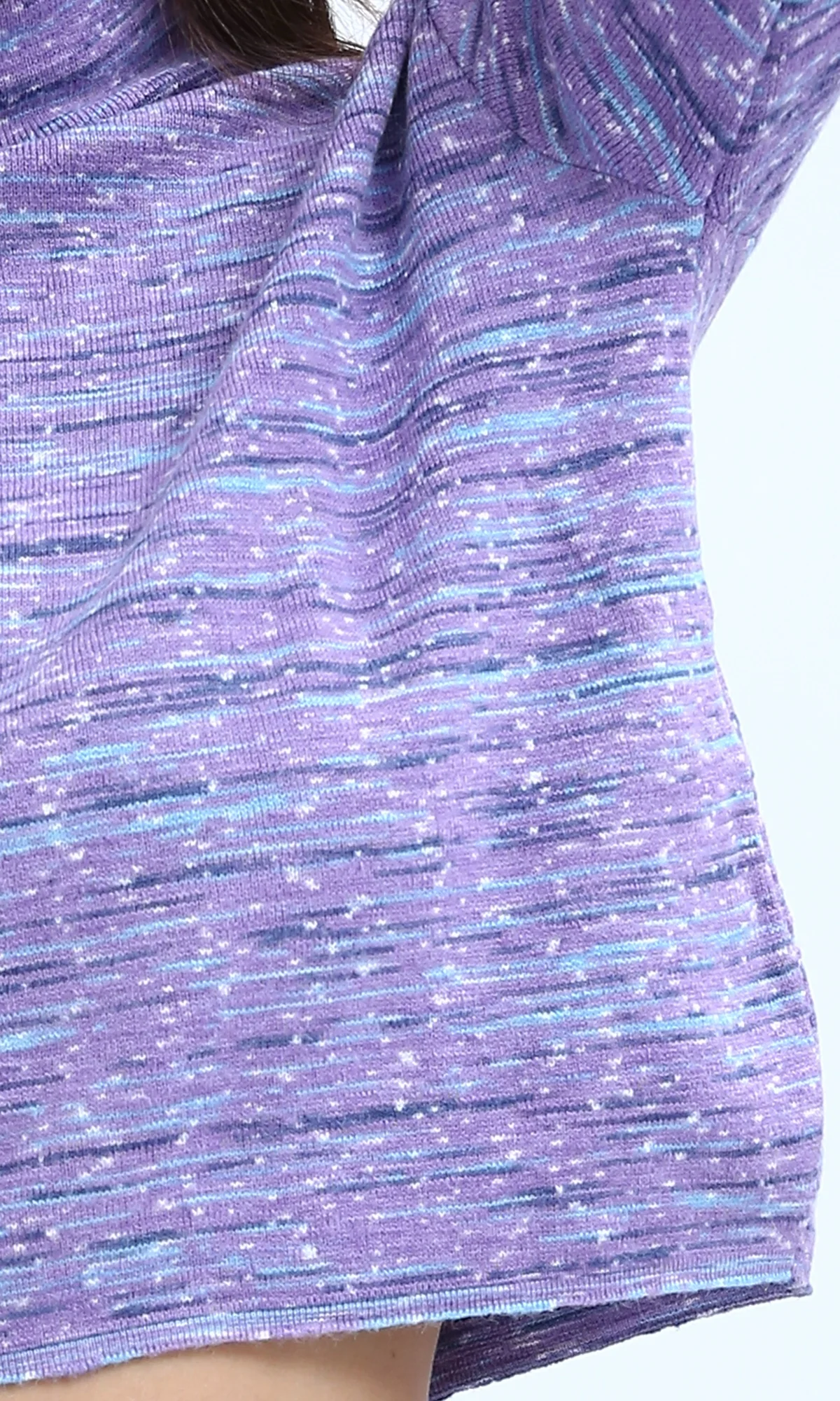 Lavender Melange Mock Neck Space-Dye Pullover - O199088 - Image 3