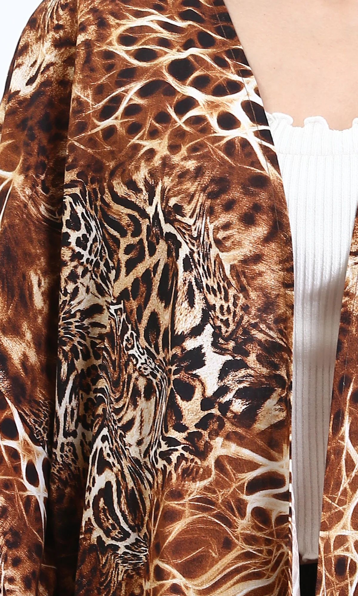 R209483 - Leopard Slip On Lightweight Cardigan - Brown - Image 4